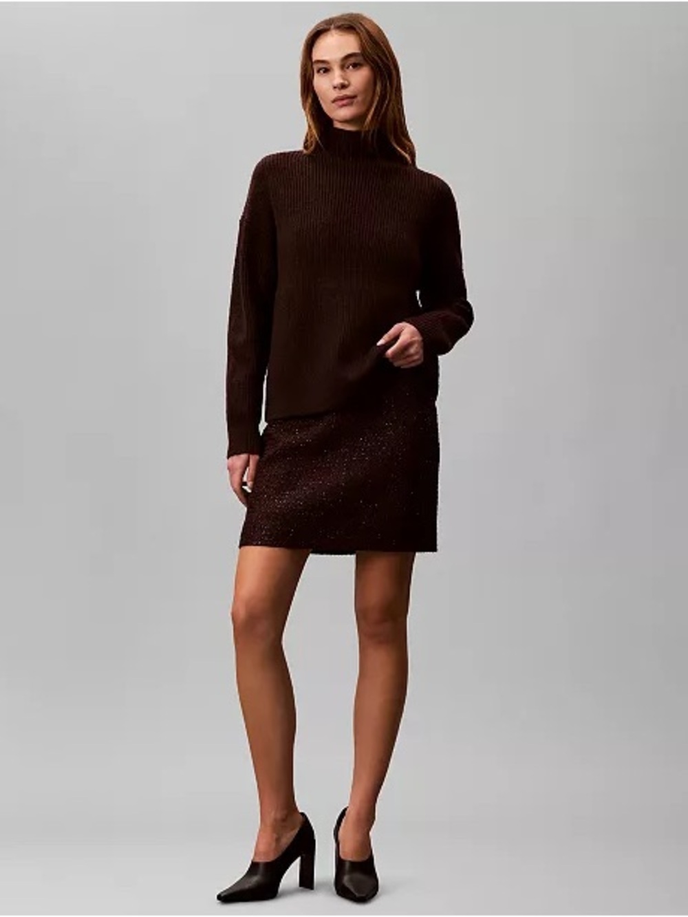 Calvin Klein Metallic Plum Tweed Mini Skirt